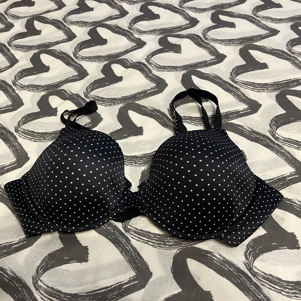Maidenform 07539 Black Polka Dot Bra sz 38B
